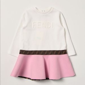Fendi Embossed Logo Flared Dress